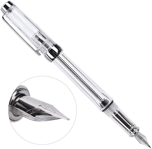 Miniatura 2 de Hztyyier Pluma estilográfica de gran capacidad, bolígrafo de metal transparente para escribir negocios, 0.020 in, punta fina, bolígrafo de gel,