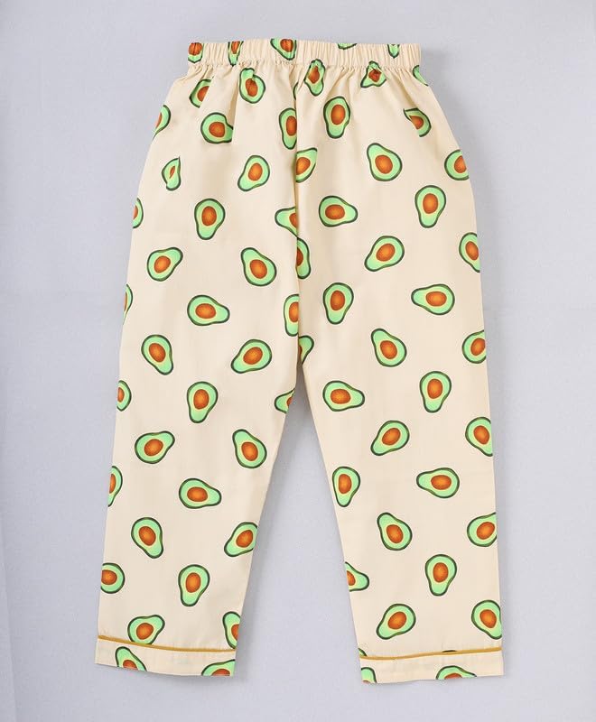Image of Girls Premium Cotton Full Sleeves Printed Nightsuit Set | Collar Style Night Dress for Girls | Soft & Breathable Pajama Set | Trendy Kids Sleepwear & Nightwear