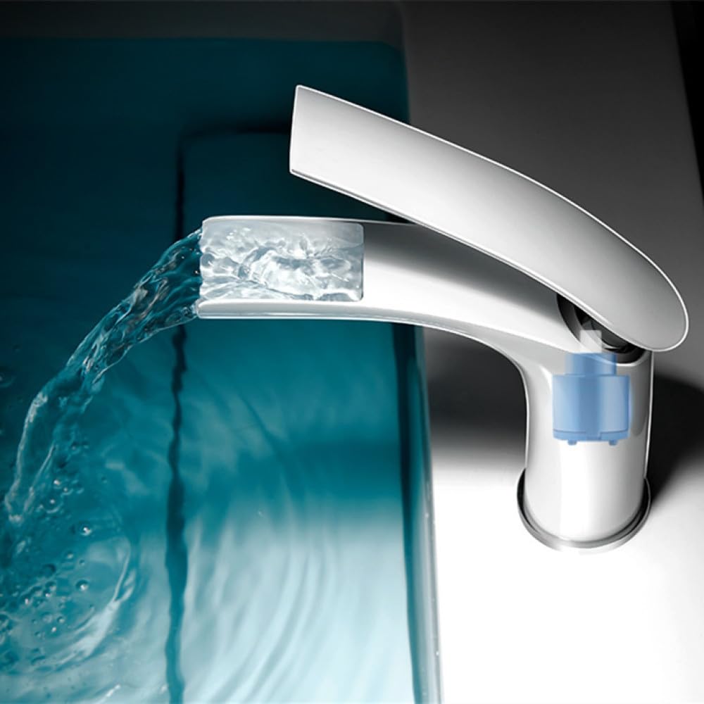 Badezimmer-Wasserfall-Waschtischarmatur, massives Messing, Weiß-Schwarz-Wasserhahn, heißes und kaltes Waschbecken, Mischbatterie, Waschbecken-Wasserhahn, SLT119PS, W