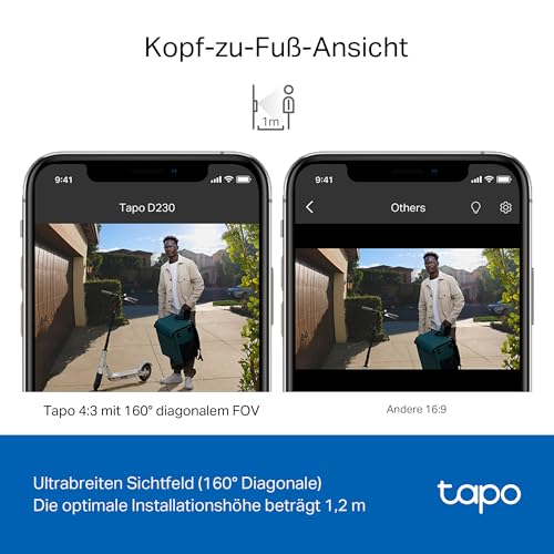 TP-Link Tapo D230S1 Video-Türklingel Akku (Video Doorbell), Türklingel mit Kamera, 2K 5MP, Farbe Nachtsicht, ultrabreiten Sichtfeld, herausnehmbare Batterie, KI-Erkennung, Mit Chime – Bild 5