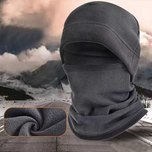 Windproof Face Cover Neck Gaiter Winter Fleece Balaclava Ski Mask for Men (Grey) - image 4