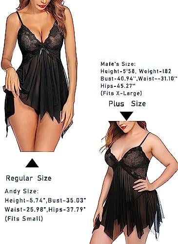 Image of Nightwear for Girls - Babydoll Lingerie for Women - Lace Sleepwear Dress - Honeymoon Nightwear