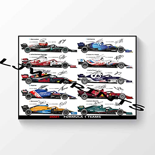 Póster impreso con autógrafo firmado F1 de Fórmula One Teams 2021 Cover
