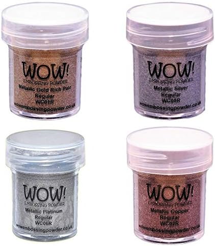 WOW! Embossing Powders Regular Metallic Bundle: 4pk Gold, Silver, Platinum and Copper, 15ml