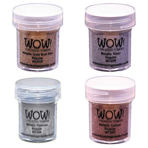 Wow! Embossing Powders Regular Metallic Bundle: 4Pk Gold, Silver, Platinum And Copper, 15Ml #TOP3
