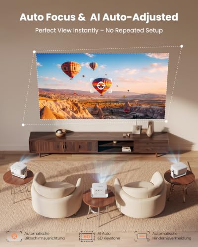 Image of 4K Outdoor Projector with WiFi and Bluetooth,2500 ANSI /Auto Focus & Keystone /Dolby Audio, Built-in Apps Compatible with Netflix /YouTube /PrimeVideo, Smart Proyector for Home Theater with HDR10+