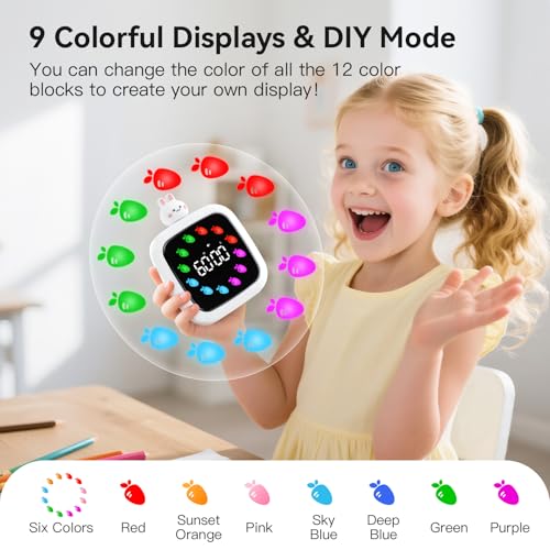 Image of Digital Visual Timer for Kids, 99-Minute Countdown, Rechargeable | 19 Music Alarm, Pause Function, 9 Optional DIY Color Carrot Display, Rabbit Doll, for Study, Homeschool, Kitchen