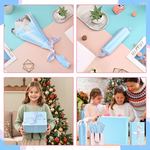 Image of Light Blue Tissue Paper for Gift Bags - 30 Sheets of Light Blue Wrapping Tissue Paper Bulk Packaging Paper for Weddings Birthday DIY Project Christmas Gift Wrapping Crafts Decor (14 x 20 Inch)