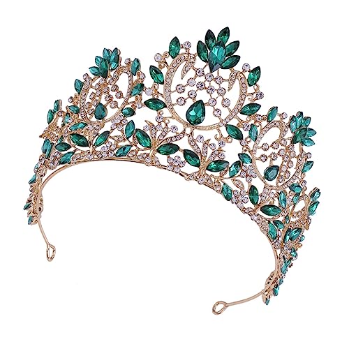 Couronne vintage pour mariée avec diadème élégant vert Healvian