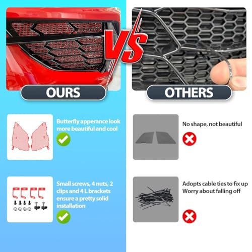 Image of 2Pcs Red Upgraded Front Radiator Guards Grille,Aluminum Front Outer Grill Low Profile Body Bumper Grille Vents Insert Mesh Set for Corvette C8 Stingray Z51 Convertible /HTC 2020-2025