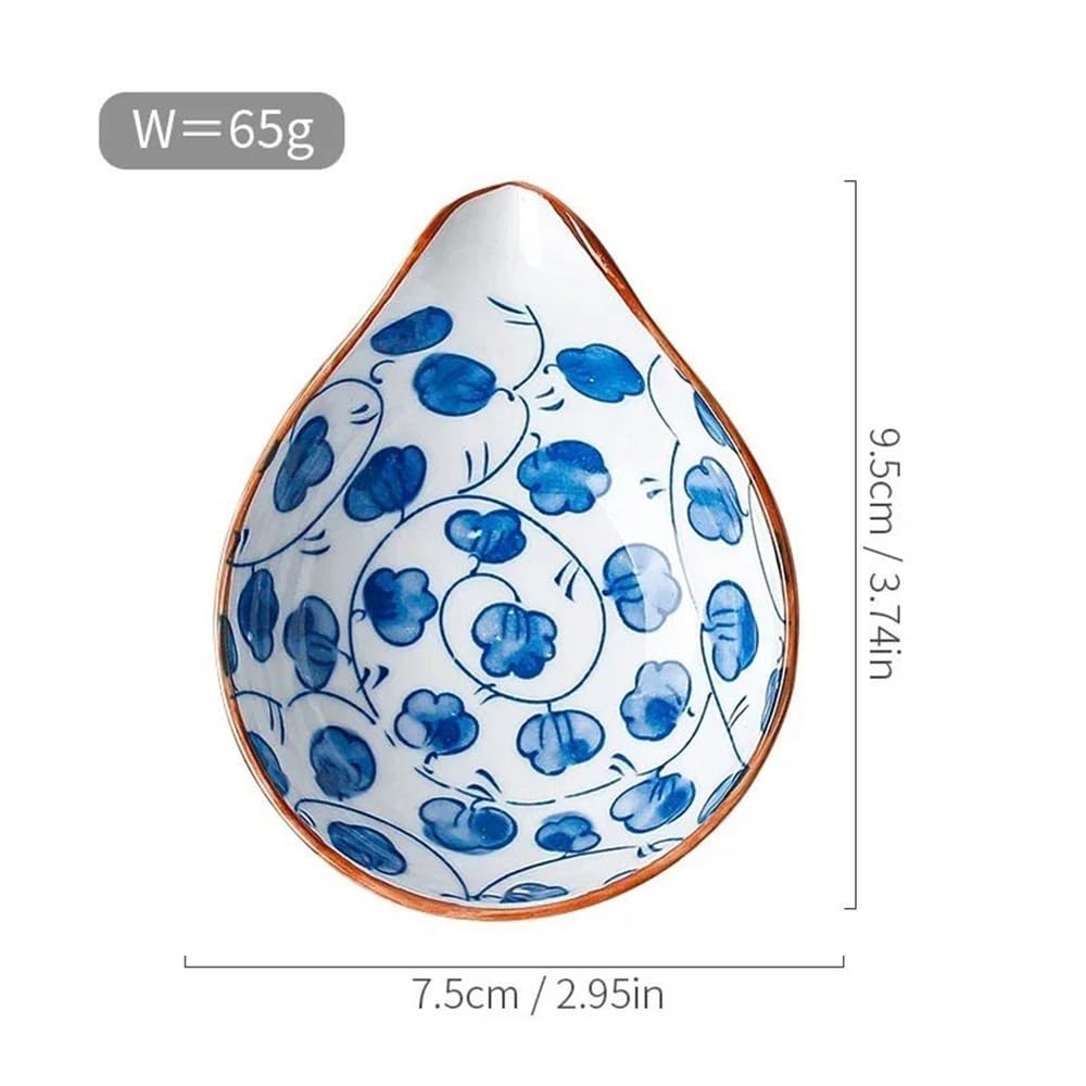 pojemnik na przekąski 4 ceramiczne talerzyki na sos, niebiesko-biała porcelana, przyprawa do sosu sojowego, ceramika, sos do sushi(Brown Stroke)
