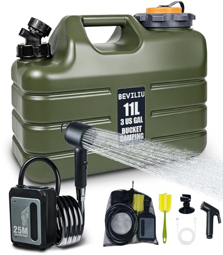 Douche de camping portable Beviliu 10L et pompe rechargeable LED étanche IPX8