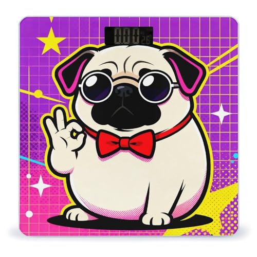 Báscula digital corporal con diseño de perro pug miniatura 1