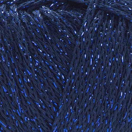 Image of YarnArt Elegance Sparkly Yarn - Metallic Cotton Blend, Fine Sport for Knitting & Crochet, Lightweight Thread for Shawls & Sweaters, 50g (130m), Navy Blue (1, 105)