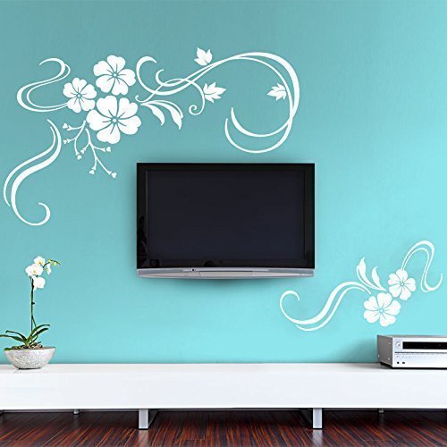 Grandora Wandtattoo Blumenranke 2-teilig I dunkelrot (BxH) 96 x 58 cm / 52 x 24 cm I Wohnzimmer Schlafzimmer Aufkleber Sticker Wandaufkleber Wandsticker W828