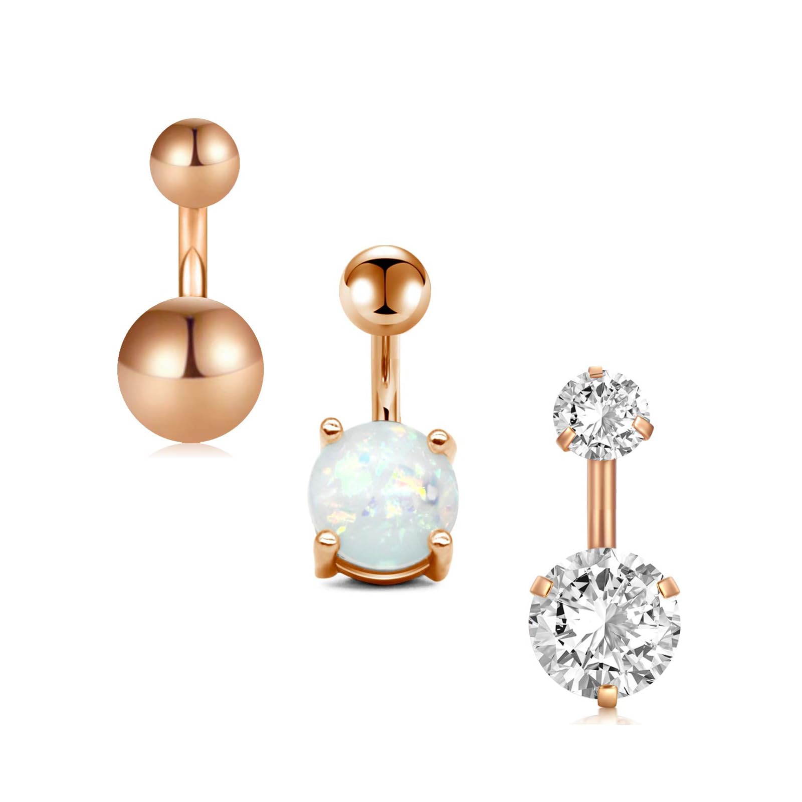 incaton 14G Piercing Ombligo Pack Anillo de Ombligo de Acero Inoxidable Set Barbell Piercings para el Ombligo Piercing 6/8/10/12mm