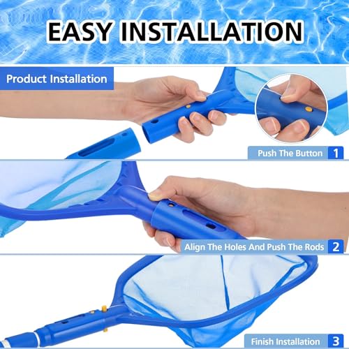 Pool Kescher mit Teleskopstange 187cm Lang,Teichkescher Feinmaschig,Laubkescher Pool mit Poolbürste,Bodenkescher Pool,Pool Reinigungsset,für Schwimmbad, Spas,Teich,Whirlpools,Planschbecken – Bild 5
