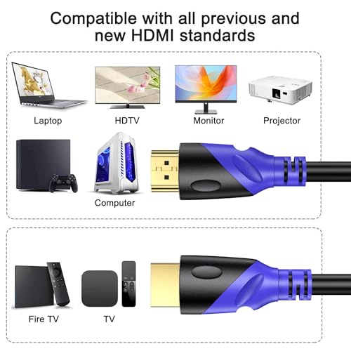 Image of 4K /60HZ HDMI Cable 0.5M (HDMI 2.0,18Gbps) Ultra High Speed Gold Plated Connectors,Ethernet Audio Return,Video 4K,FullHD1080p 3D Compatible with Blu-Ray,TV, Playstation, PS3, PS5, PC, HDTV