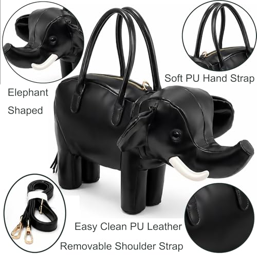 Image of Women PU Leather Unique Novelty 3D Elephant Shaped Handbag Purse Crossbody Shoulder Bag