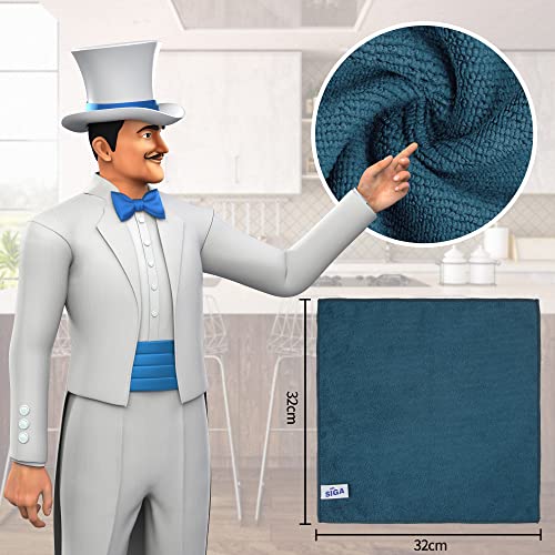 Mr.siga Microfiber Cleaning Cloth, All-Purpose Microfiber Towels, Streak Free Cleaning Rags, Pack Of 12, Light Teal, Size 32 X 32 Cm(12.6 X 12.6 Inch) #TOP1
