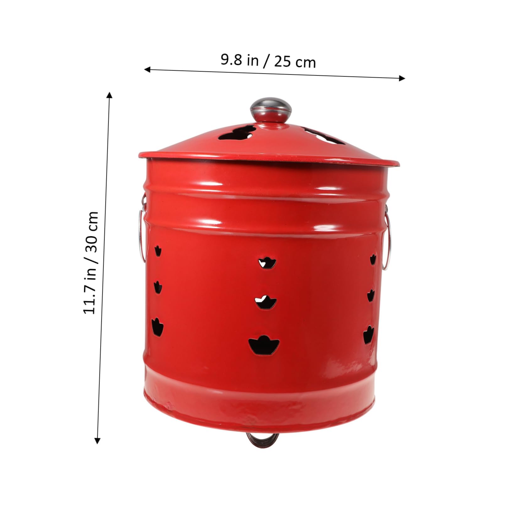 Secchio Rosso in Smalto per Bruciare Carta Design Robusto e Creativo, per Cerimonie di Culto e Bruciare Offerte in Giardino, Stili multipli