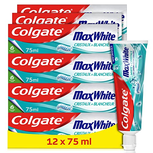 Dentifrice Colgate Max White Cristaux Blancheur lot de 12 pour le soin du sourire
