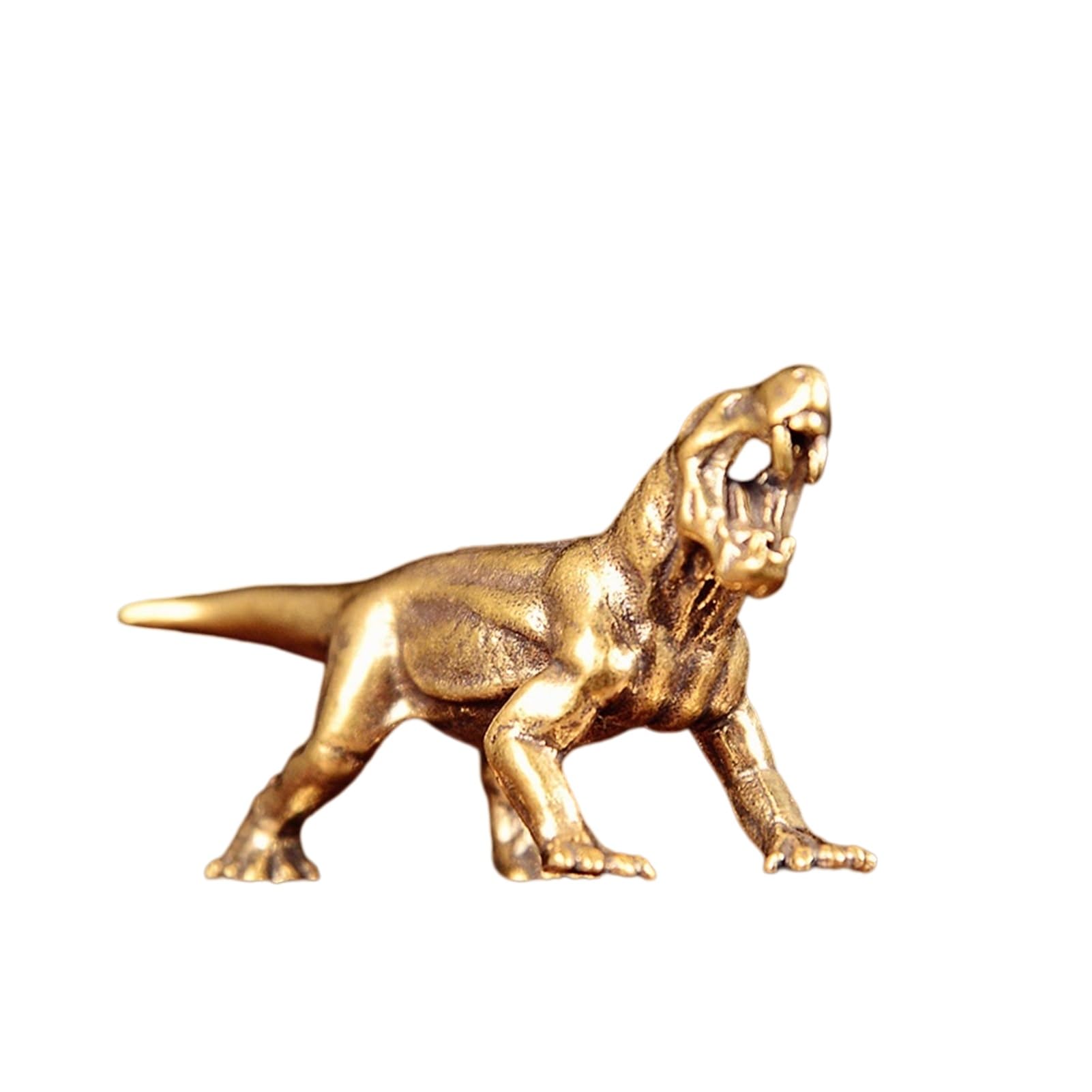 Huolimxun Solid Brass Jurassic Mini Dinosaur Statue Personalized Pure Copper Desktop Tea Pet Home Decoration