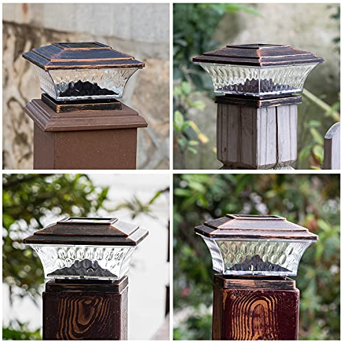 HUYIENO Solar Post Cap Lights Outdoor LED Lighting Deck Fence Cap Light Two Light Modes Warm White/Bright White Suitable for 4x4 Wooden Posts (Brushed Copper, 12pk) - Image 6