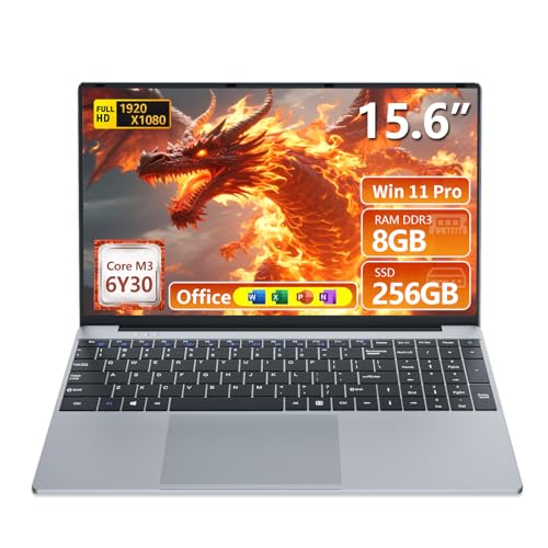 Image of Laptop, 2026 Laptop Computer Core M3-6Y30 CPU, 8GB RAM 256GB SSD, Lap top with 180Open, UHD Graphics, 15.6 inch IPS 1080P, WiFi 5, BT4.2, 5000mAh Battery, Win 11 /Office Laptops for Student Work