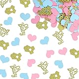 Prasacco 240 PCS Gender Reveal Baby Shower Decorations - Glitter Baby Clothes, Party Table Confetti for Gender Reveal Party Table Decorations