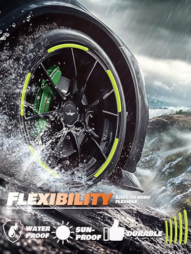 Image of 20PCS Car Wheel Reflective Decorative Strip,Night Safety Warning Stickers,Cars,Motorcycles,Bicycles are Applicable, Colorful and Diverse, a Street the Most Beautiful Car (Yellow)