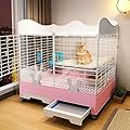 XIAOZHUANGXIONG Rabbit Hutch Indoor Bunny Cage, with Heightened Baffle And Skylight, Easy to Clean And Install, Double-layer Design, Large Capacity, A Variety of Colors Available (Color : Pink)