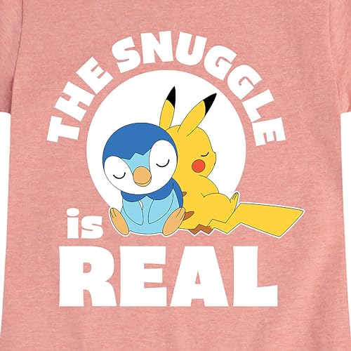 HYBRID APPAREL - Pokémon - The Snuggle is Real Pikachu and Piplup - Toddler & Youth Girls Short Sleeve Graphic T-Shirt3