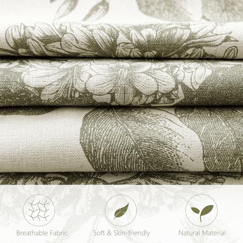 Image of Foindtower Set of 2 Linen Floral Vintage Throw Pillow Covers Neutral Accent Print Decorative Cushion Covers Farmhouse Home Decor for Sofa Chair Couch Bedroom Living Room,18x18 Inch,Sage Green