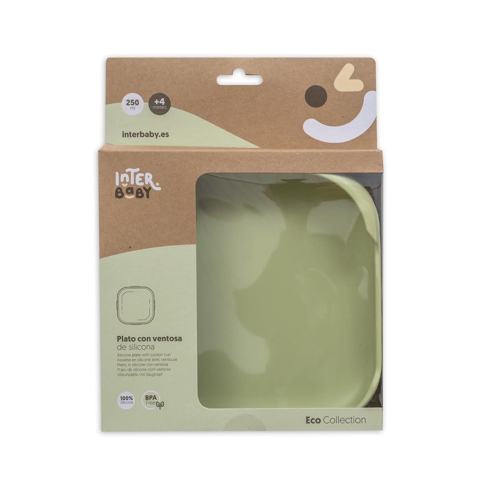 Interbaby Silicone Suction Cup Dinner Plate in Olive Green