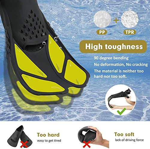 Image of Sugaroom Swim Fins Open Heel, Adjustable Snorkel Fins Diving Fins with Mesh Bag, Snorkeling Gear Flippers Travel Size Short Flippers for Lap Swimming Scuba Dive Adult Men Women Kids
