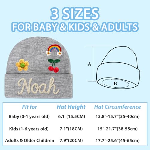 Custom Name Baby Beanie for Girls Boys Personalized Gift Toddlers Hat for Kids Hand Embroidered Winter Knit Hat4