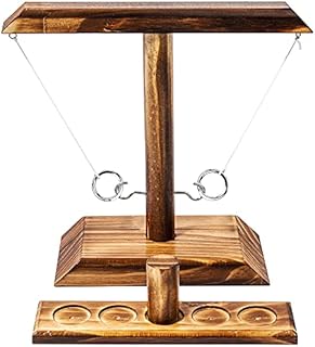 Ring Toss Game, Ring Toss with Shot Ladder, Fun Hook and Ring Game, Handmade Wooden Interactive Game for Home and Party