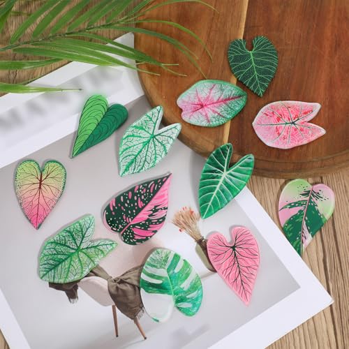 Imanes decorativos en forma de hoja, 12 piezas miniatura 5