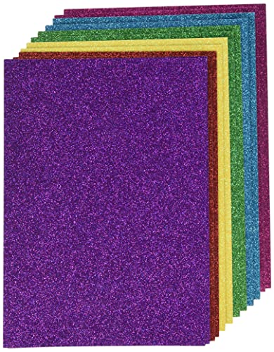 Rayher 67363000 Glitter Paper Mix, A5, Self-Class, 14.8 x 21 cm, 130 g/m², 6 Colours, 12 Sheets, Natural, Normal
