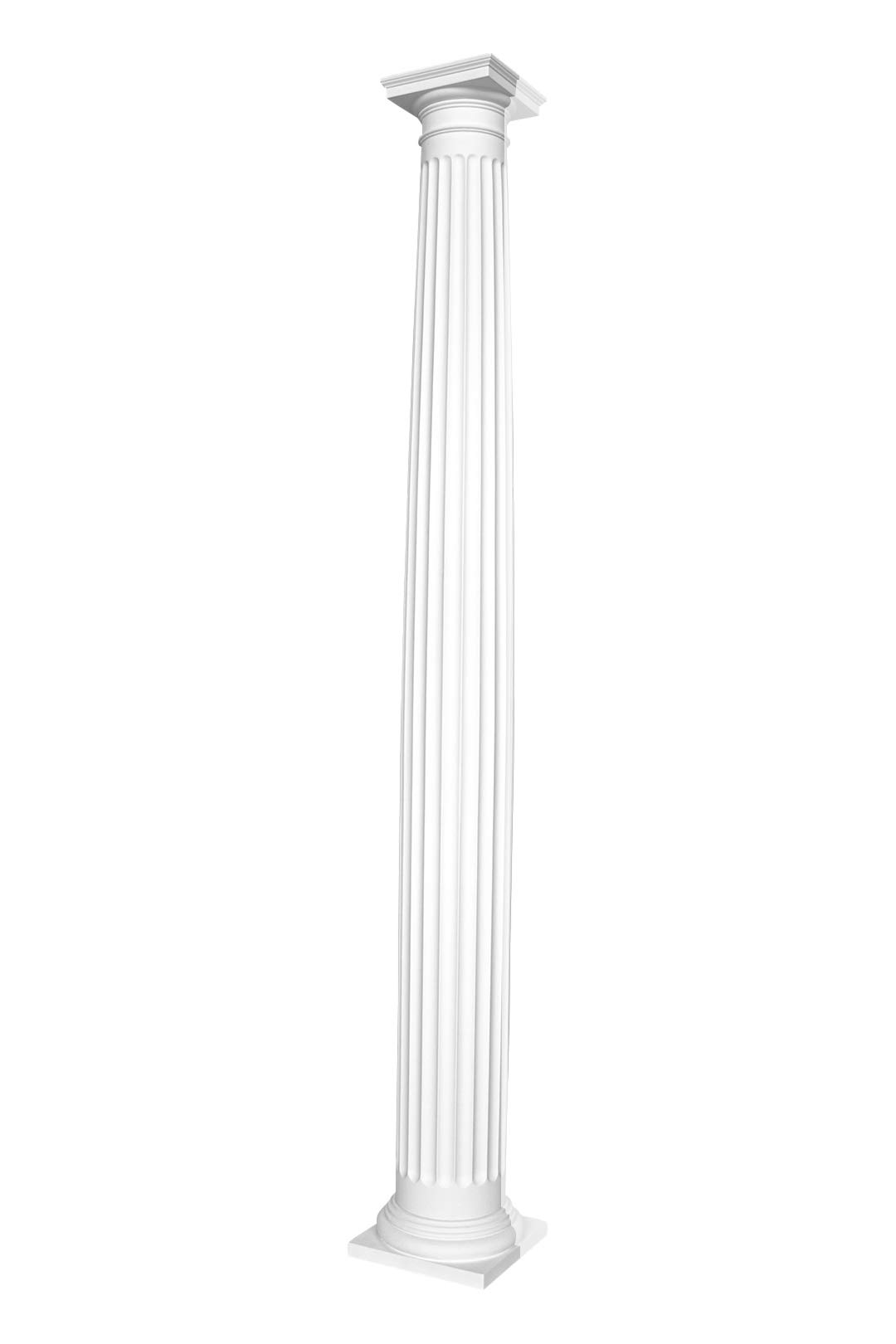 Halbsäule | rund | kanneliert | vorgrundierte Oberfläche | stoßfest | klassisch | Barock | Dekosäule | Stuck | weiß | PU | N3120H Set | 203 mm