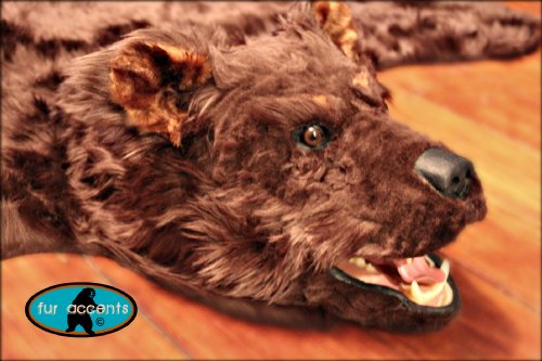 Fur Accents Original Classic Bear Skin Rug With Head/Brown Faux Fur 5' #TOP2