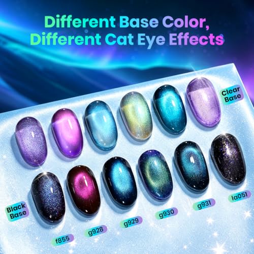 Image of Beetles Cat Eye Gel Polish Set, 8 Colors Magnetic Galaxy Blue Purple Gel Nail Polish with Magnet, Soak Off UV LED Manicure, Starborn Galaxy Aurora Shimmer Shades for Party Gifts