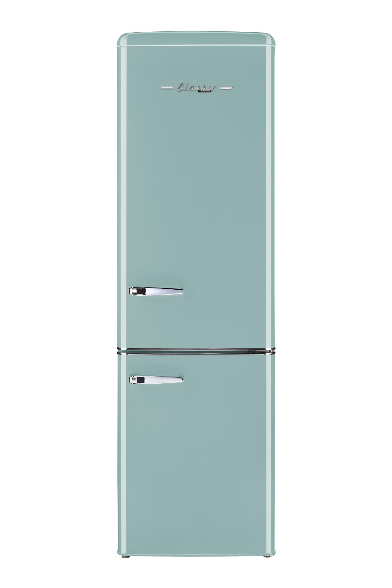 Unique Appliances Ugp-275l T Ac Classic Retro Electric Bottom-Mount Refrigerator, Ocean Mist Turquoise; 9 Cu.Ft Capacity; Adjustable Thermostat; Bottom-Mount Freezer; Adjustable Glass Shelves on Fridge.com - View 1