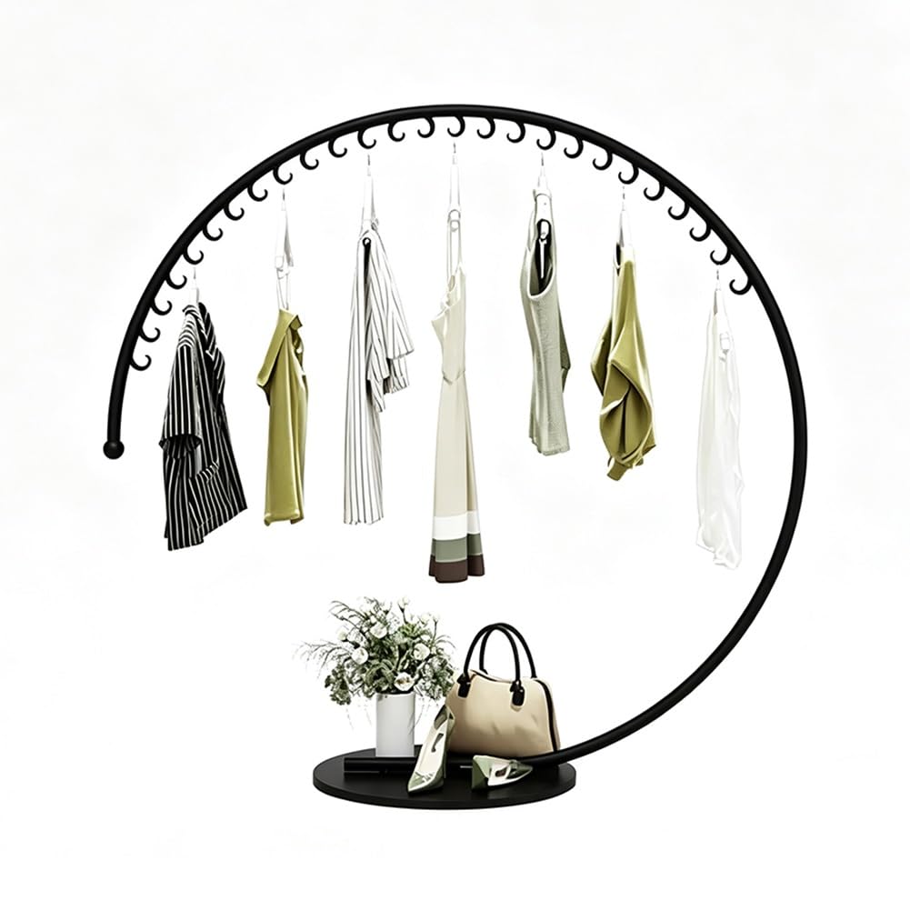 exproyzk Metal Garment Rack, Multi Hanging Hooks Clothes Display Rack