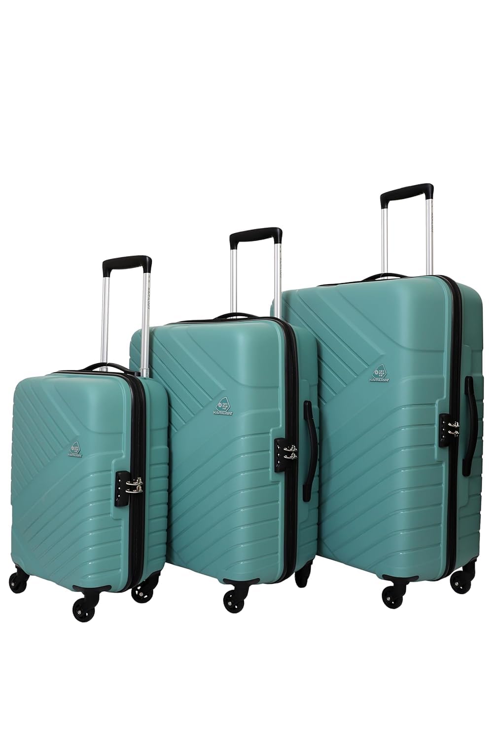 American TouristerKamiliant Set of 3 Trolley Bags 55 Cm, 68 Cm and 79 Cm Small, Medium and Large Hard-Sided Polypropylene 4 Wheeler Spinner Luggage (Grey, Set of 3)