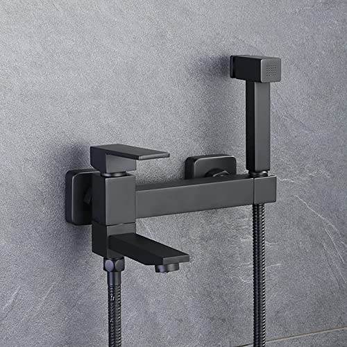 Kit de rociador de bidé de mano montado en la pared negro con mezclador caliente y frío, accesorio de inodoro para limpieza higiénica, incluye manguera de ducha