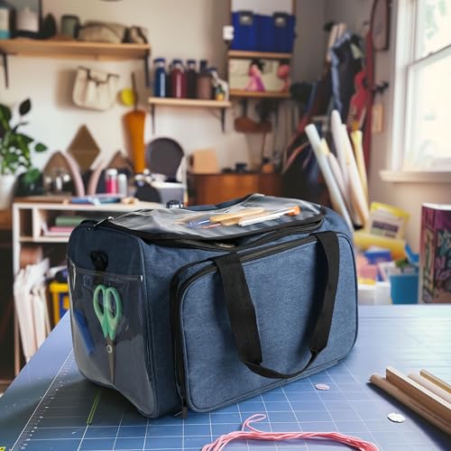 Image of JubileeYarn Rectangular Fabric Yarn Storage Tote Bag - Blue - 1 Bag