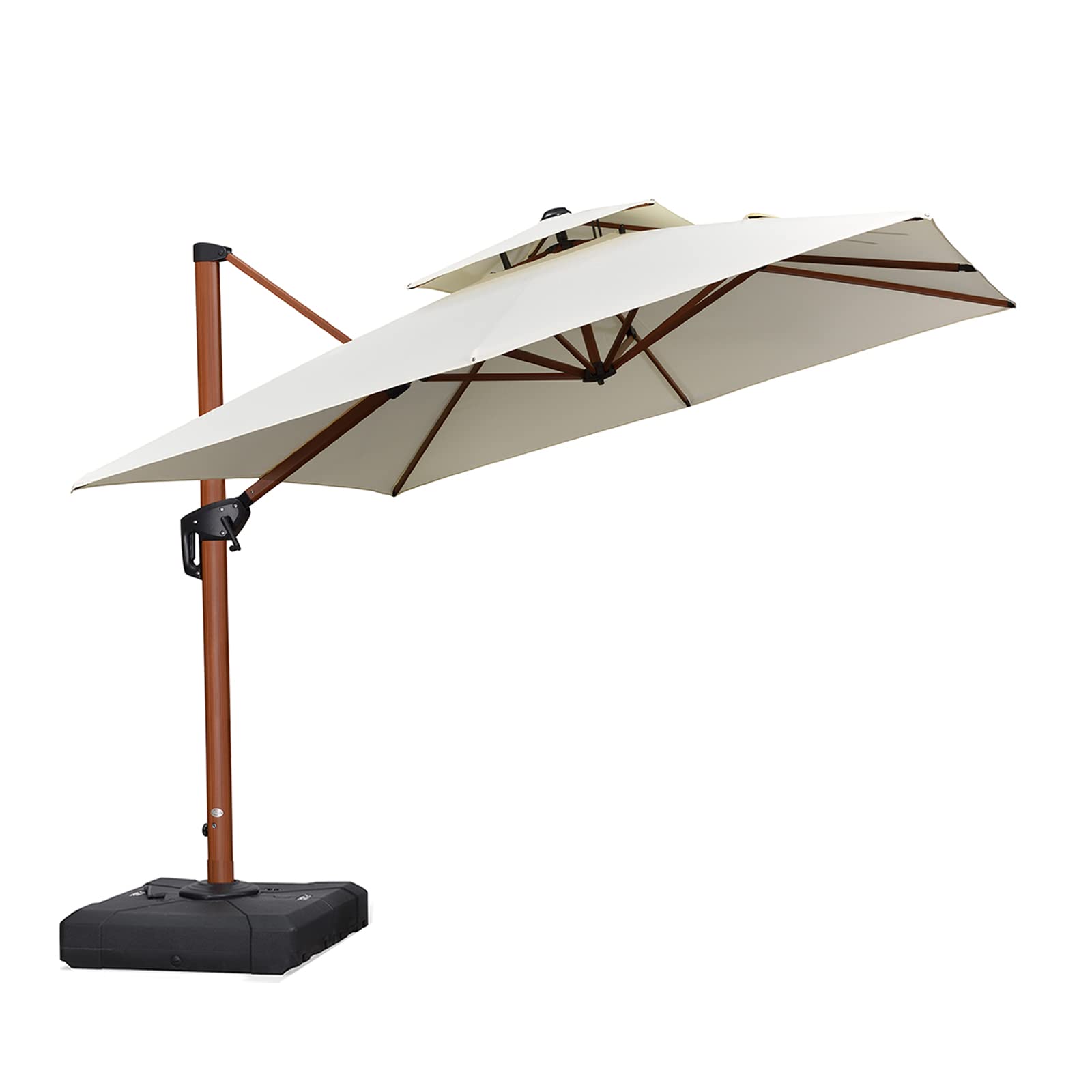 PURPLE LEAF Sombrillas de jardín 2.7x2.7 m Parasol Terraza grandes de Aluminio de Diámetro, Rotación de 360°, Parasoles Jardin, con Manivela y Protección UV 50+, blanco