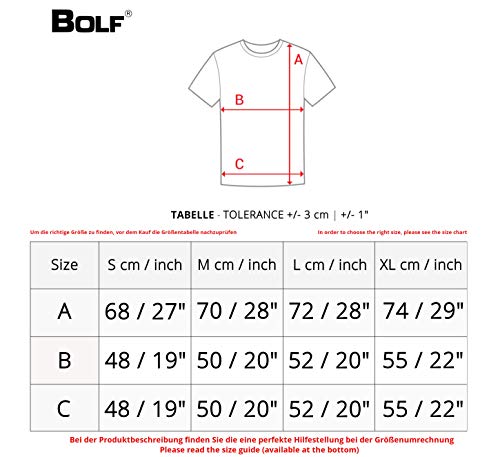 BOLF Uomo T-Shirt con Stampa Maglietta Manica